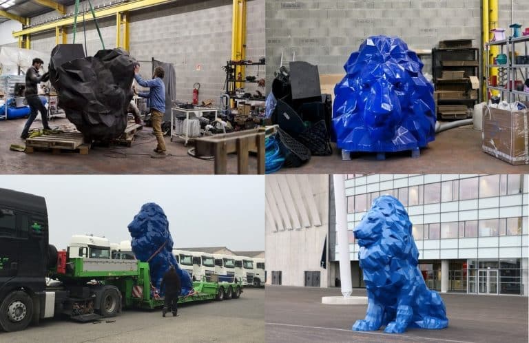 Les lions 3D : le Grand Stade de Lyon décoré avec des lions de 4 mètres