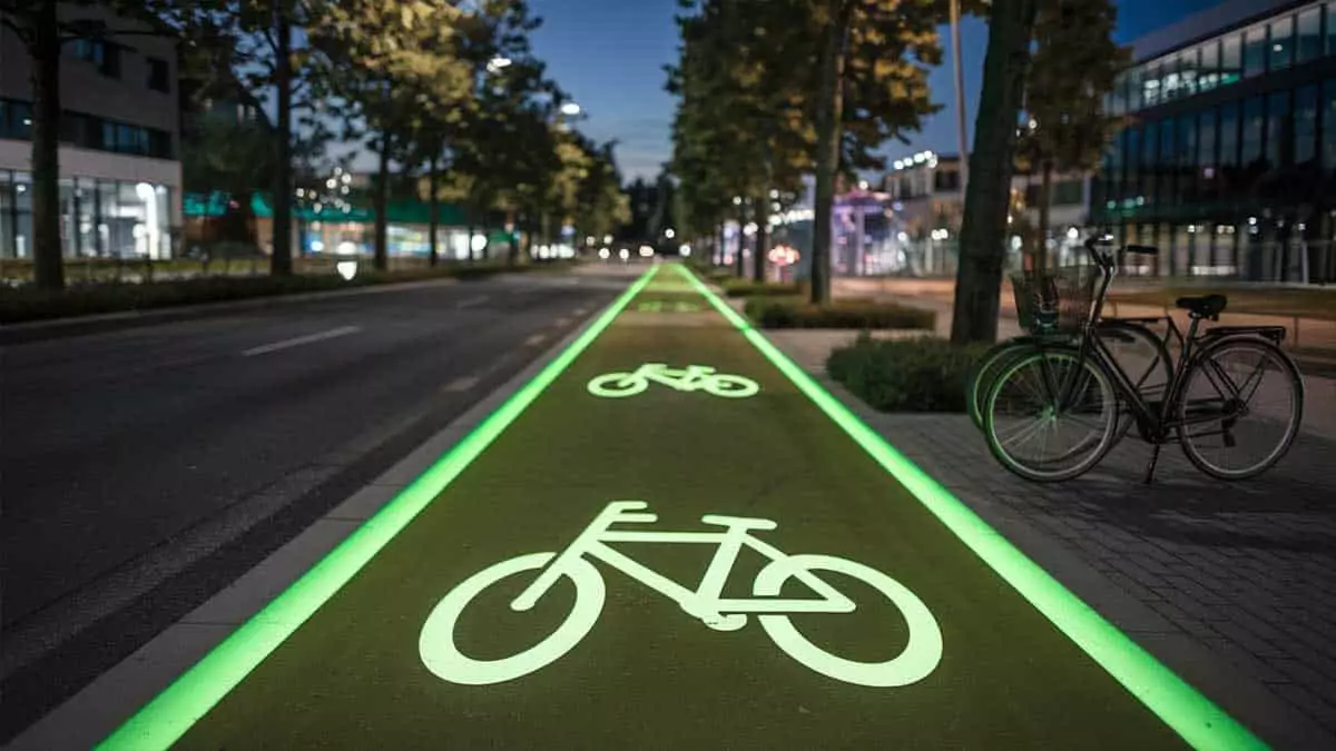 peinture fluorescente piste cyclable