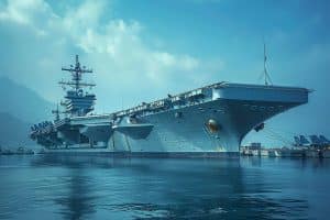 un porte-avions chinois en mer, symbolisant l'ambition croissante de la Chine dans le domaine naval.