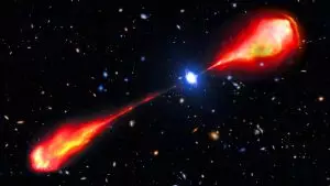 Ce jet noir colossal, 2 fois plus grand que la Voie lactée, découvert à 13 milliards d&rsquo;années-lumière de la Terre