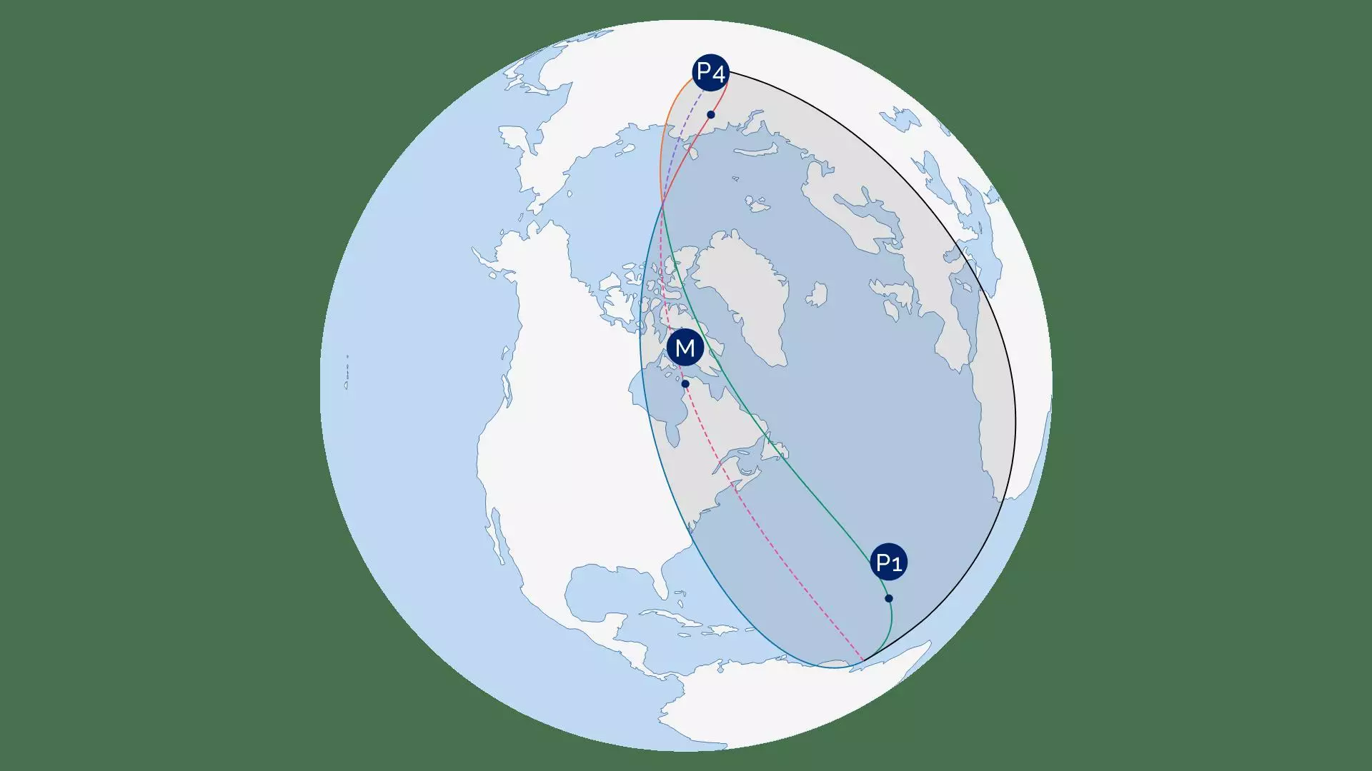 Illustration des zones où l'éclipse solaire du 29 mars 2025 sera visible. // Provenance : IMCCE