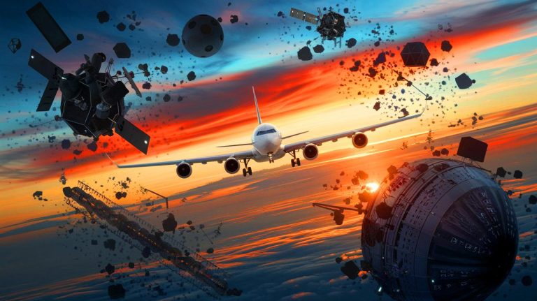 Le ciel devient un danger : le risque qu’un débris spatial frappe un avion bondit de 26 % près des grandes villes