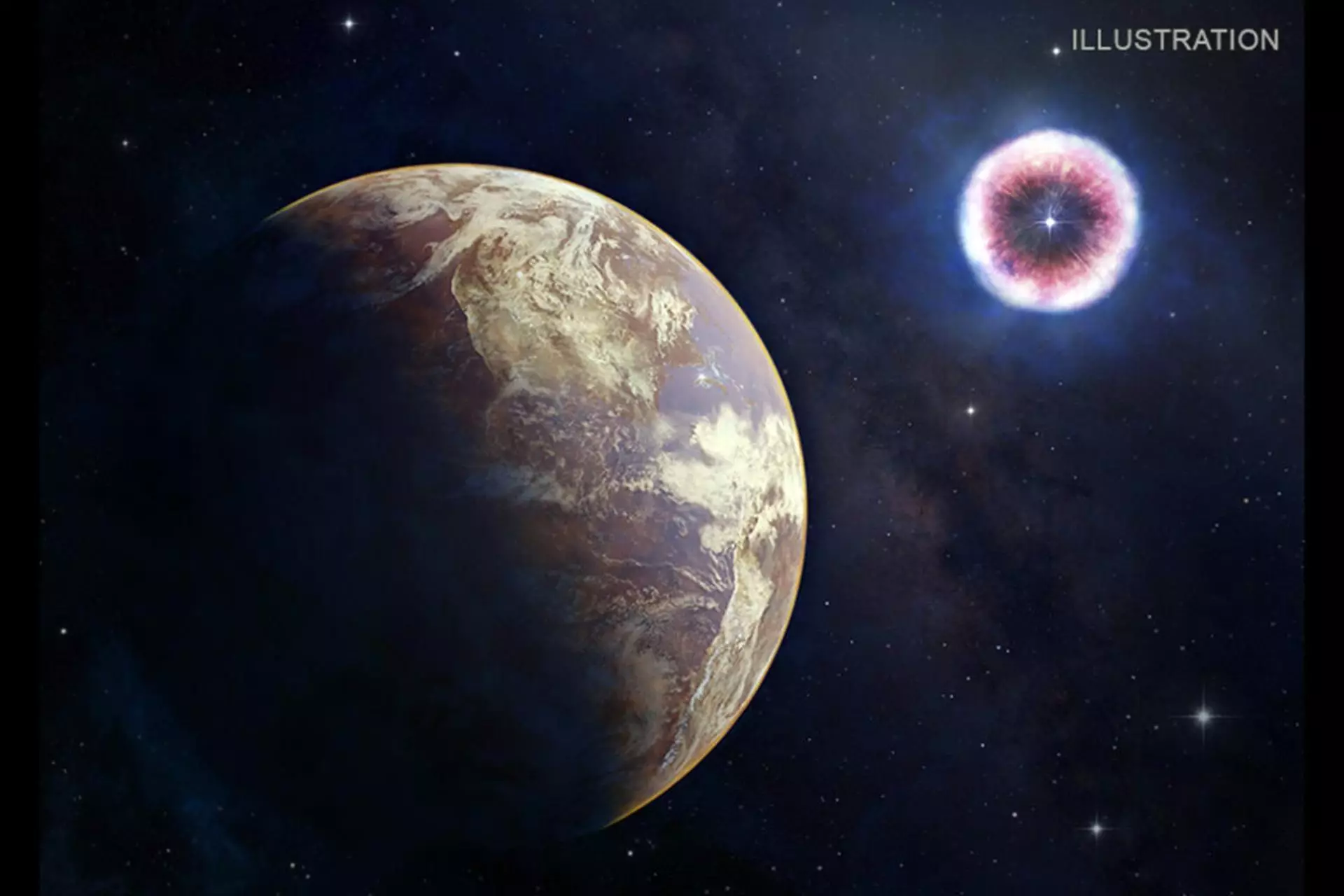Une vision artistique d'une supernova explosant près de la Terre ancienne