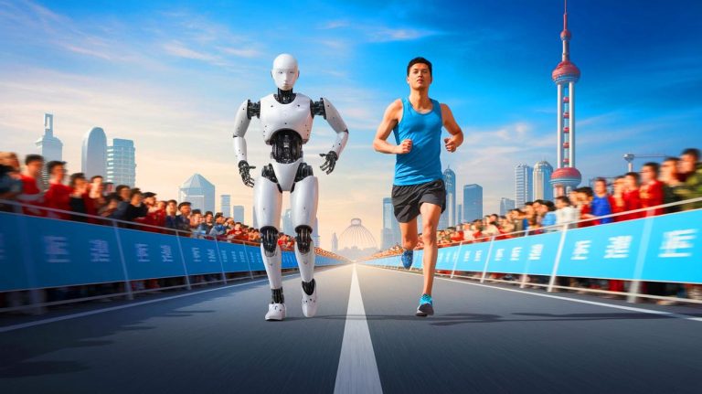 La Chine lance le tout premier marathon humain-humanoïde : une course futuriste qui redéfinit les limites de l&rsquo;endurance humaine et robotique