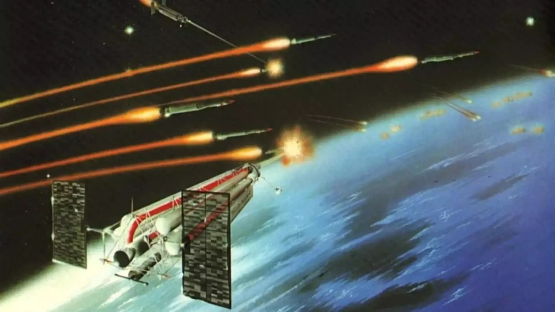 Vision artistique d'un faisceau de particules anti-missile