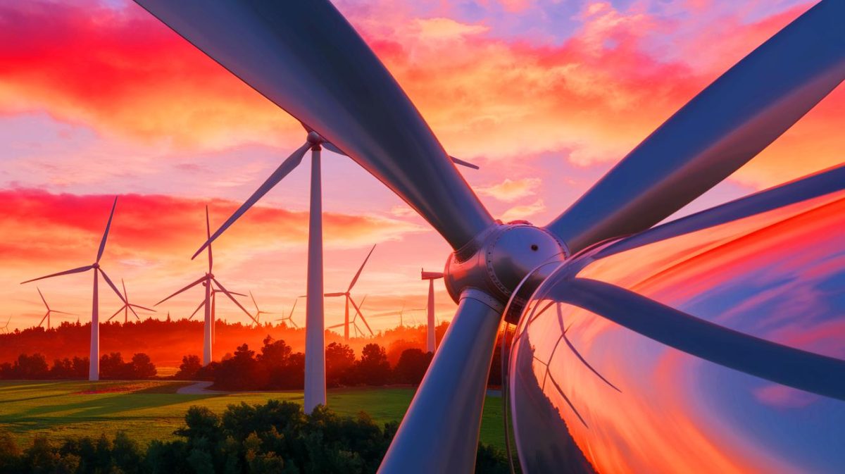 Illustration de l'optimisation des performances des éoliennes grâce à une découverte mathématique (création par IA, illustration non réaliste). Crédit : Ideogram.