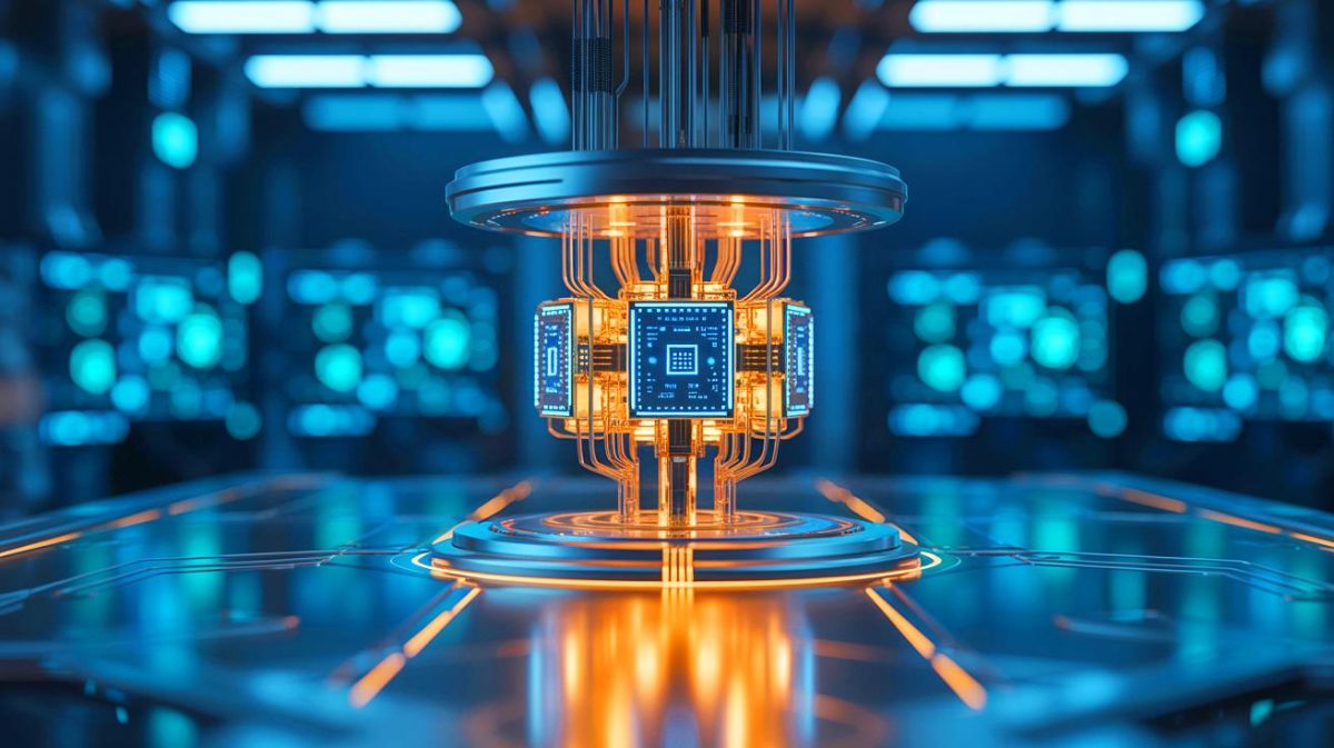 Illustration de l'impact potentiel des ordinateurs quantiques sur la cryptographie et la médecine. Image réalisée par IA.