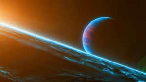 Illustration de la potentielle découverte de la Planète Neuf au-delà de Neptune (création par IA, non réaliste).