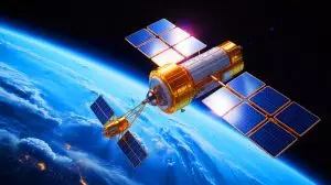 Illustration de la technologie de transmission d'énergie solaire depuis l'espace développée par Space Solar. Image réalisée par IA.