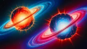 Illustration de l'hypothèse des deux Big Bangs façonnant l'Univers (création par IA, illustration non réaliste). Crédit : Ideogram.