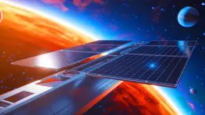 Illustration de la gestion thermique des panneaux solaires spatiaux par un revêtement intelligent (création par IA, non réaliste). Crédit : Ideogram