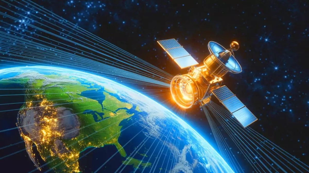 Illustration de la mise en orbite d'un supercalculateur chinois opérant depuis l'espace. Image réalisée par IA.