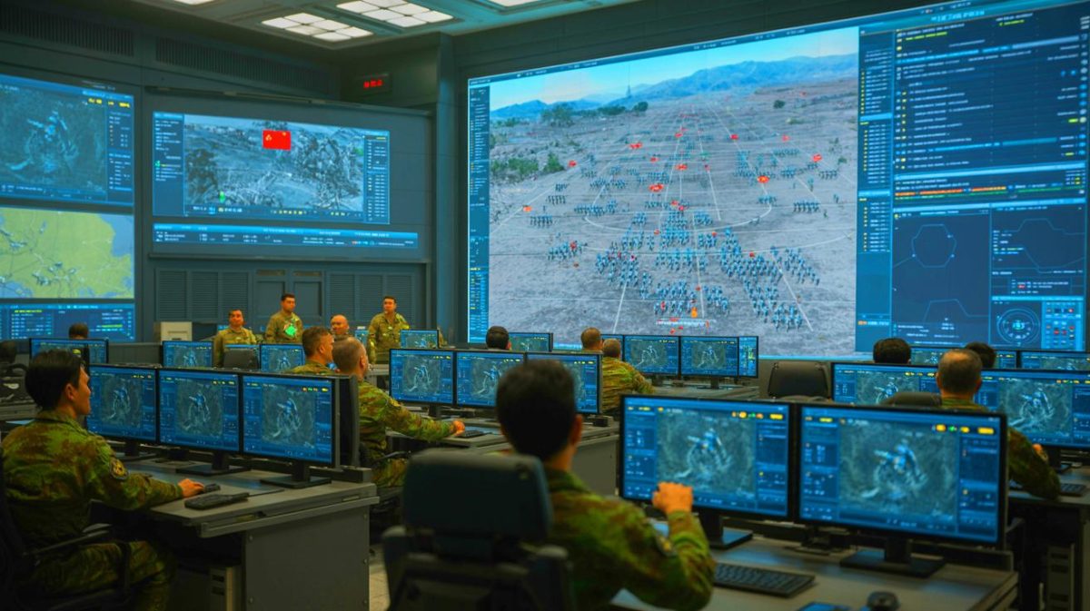 Illustration de la planification militaire avancée par intelligence artificielle en Chine. Image réalisée par IA.