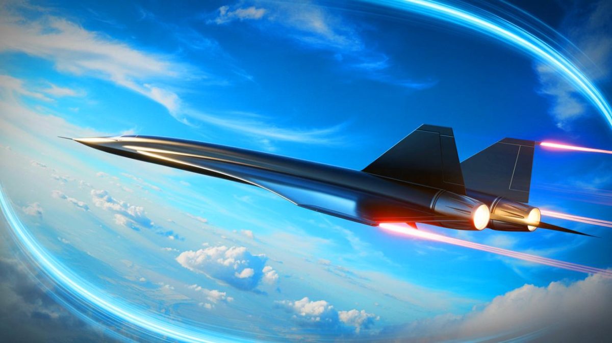 Illustration de l'avion hypersonique SR-72 Darkstar en vol (création par IA, non réaliste). Crédit : Ideogram
