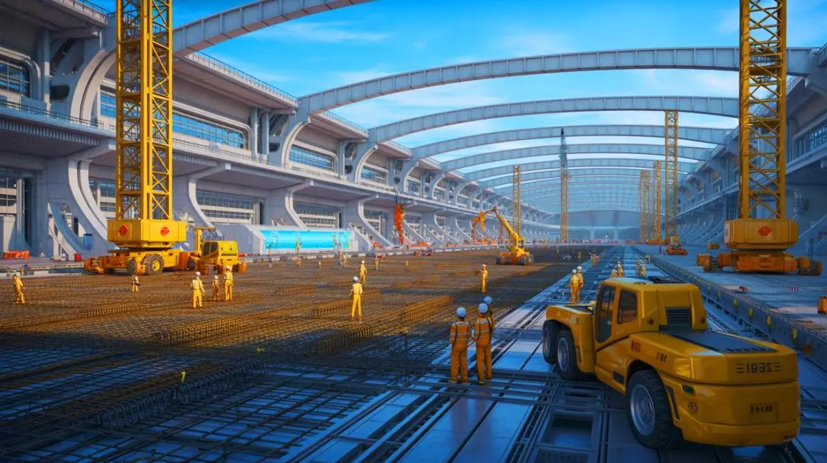 Illustration de la construction d'un centre de recherche sur la fusion par laser en Chine. Image réalisée par IA.