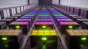 Illustration de Colossus, le superordinateur de xAI, alimenté par des GPUs Nvidia et des batteries Tesla. Image réalisée par IA.