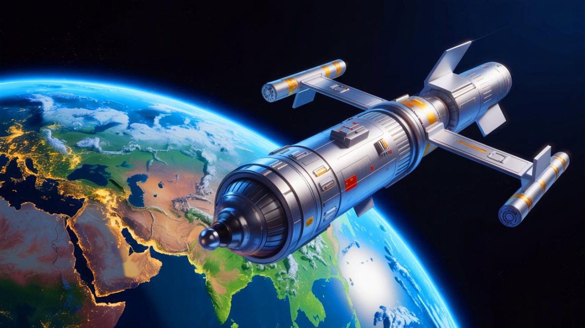 Illustration de la montée en puissance des systèmes d'armement orbital chinois. Image réalisée par IA.