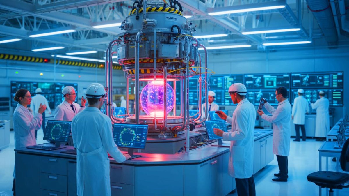 Illustration de la percée historique de General Fusion dans la production de neutrons pour l'énergie de fusion (création par IA, non réaliste). Crédit : Ideogram