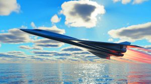 Illustration de l'essai hypersonique du Talon-A de Stratolaunch dépassant Mach 5 (création par IA, non réaliste).
