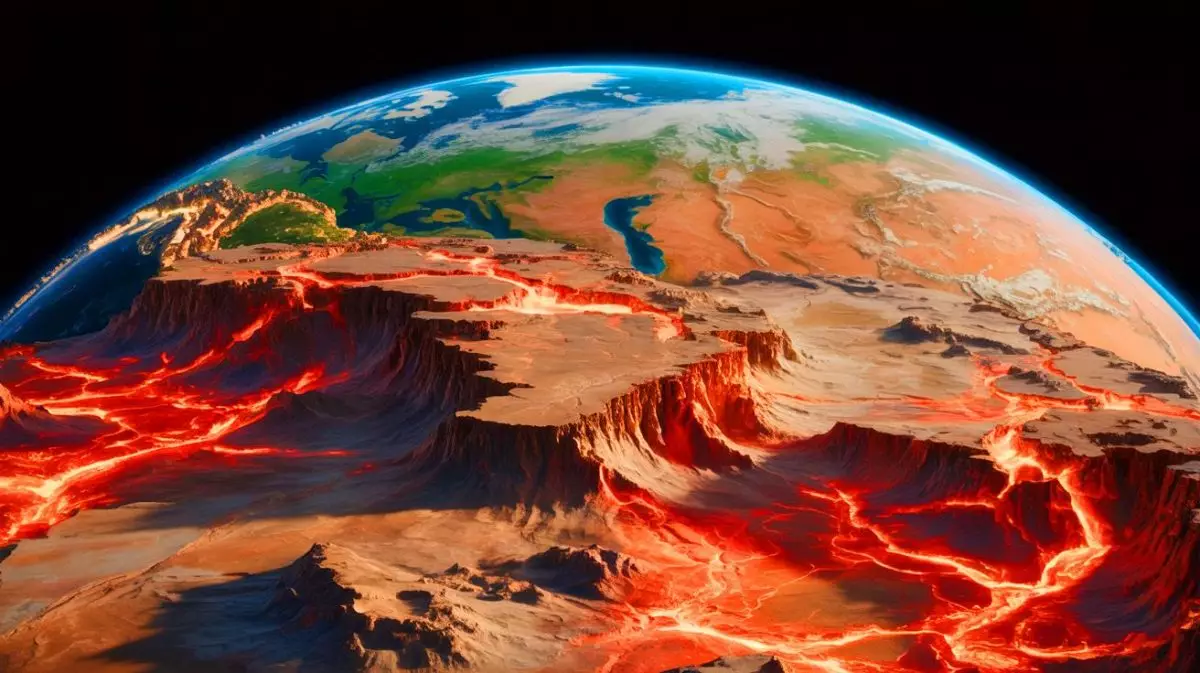 Illustration de la Terre transformée par la formation du supercontinent Pangée Ultima. Image réalisée par IA.