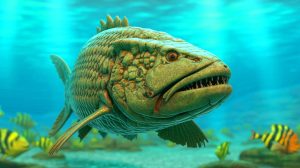 Illustration de la connexion entre les odontodes des poissons préhistoriques et la sensibilité dentaire moderne. Image réalisée par IA.