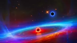Illustration de la fin de l'Univers selon les nouvelles théories sur le rayonnement d'Hawking. Image réalisée par IA.