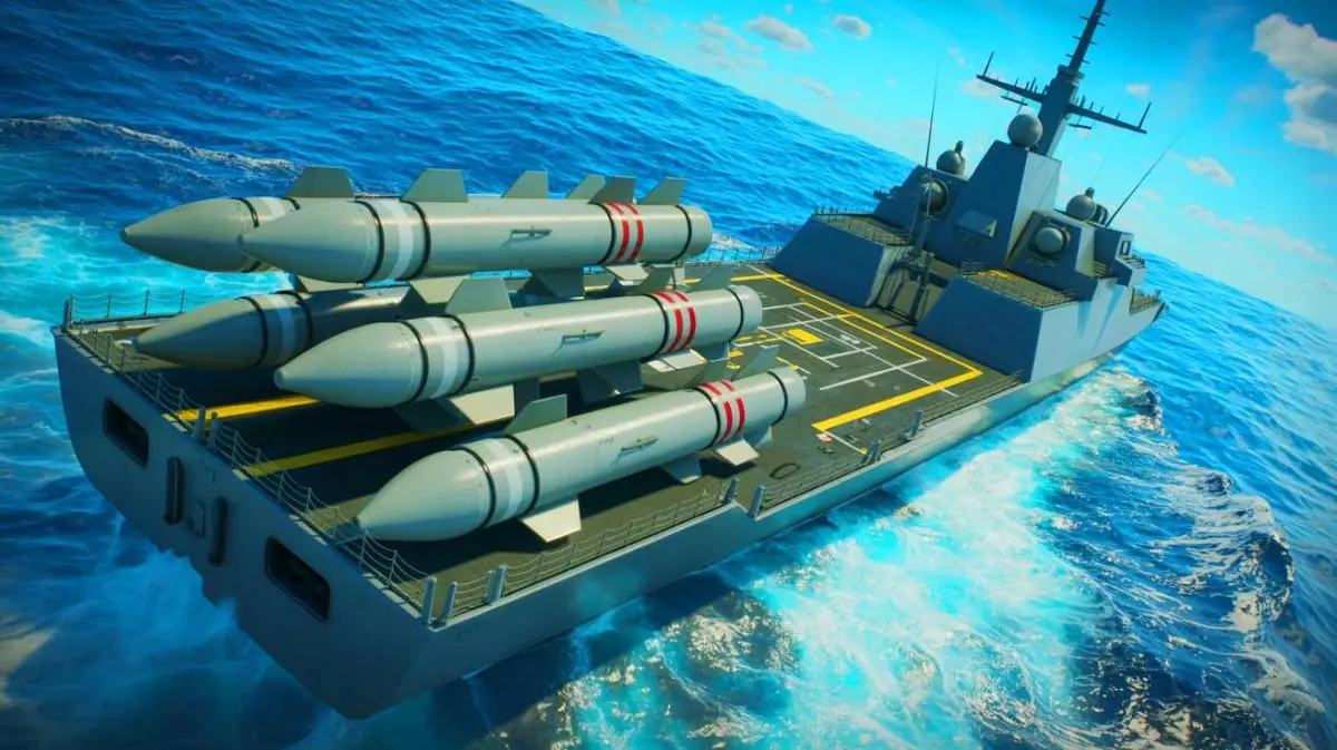 Illustration de la défense navale américaine renforcée par le JAGM et le JAGM Quad Launcher. Image réalisée par IA.