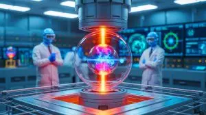 Illustration de réacteurs à fusion compacts utilisant une technologie de miroirs magnétiques. Image réalisée par IA.