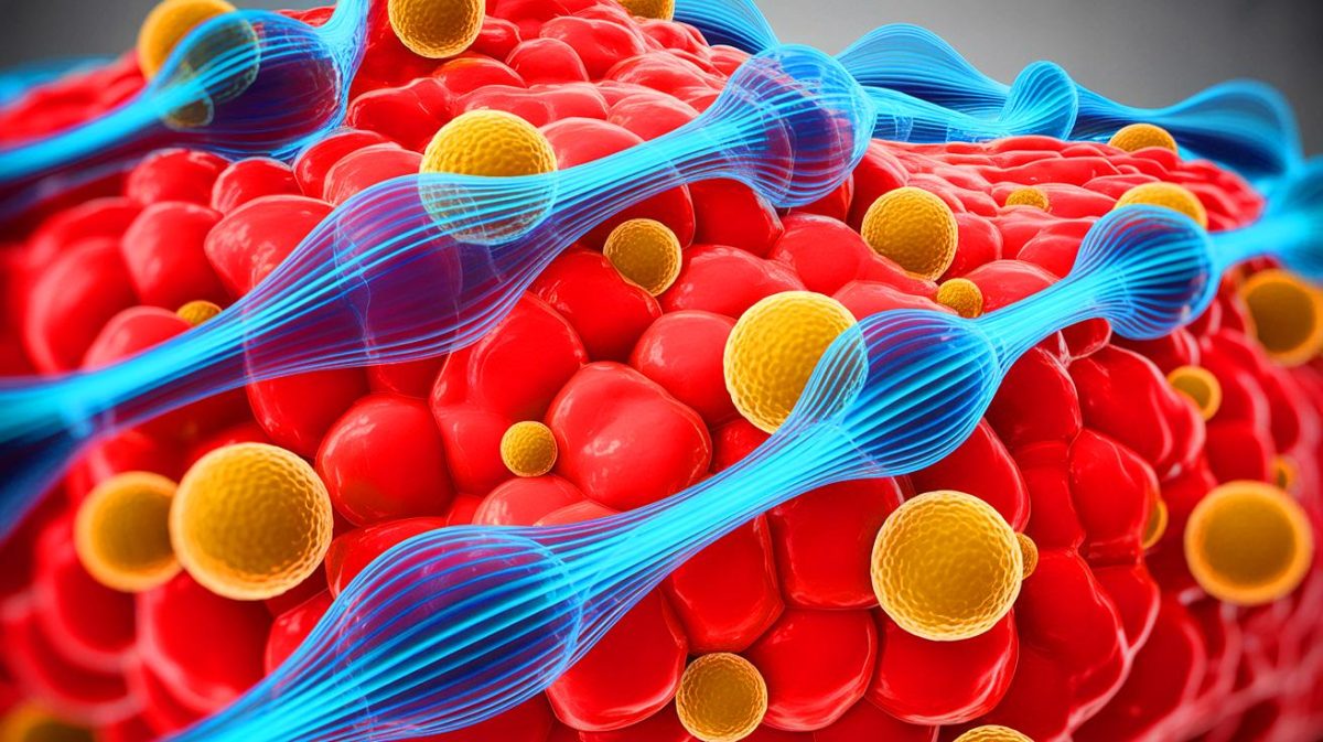 Illustration de l'impact des ondes 5G sur les cellules de la peau humaine. Image réalisée par IA.