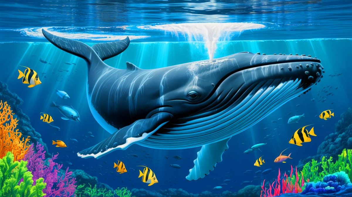 Illustration de l'impact écologique de l'urine de baleine sur les océans (création par IA, non réaliste). Crédit : Ideogram