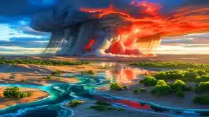 Illustration de la fin de la vie sur Terre dans un futur lointain. Image réalisée par IA.