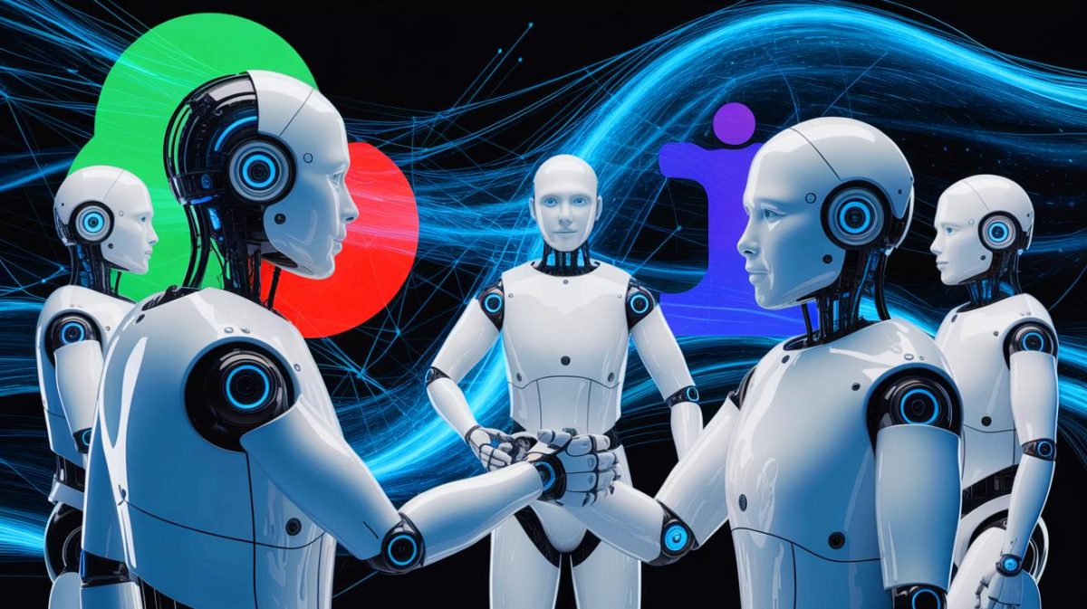 Illustration de modèles d'intelligence artificielle développant des normes sociales autonomes. Image réalisée par IA.