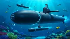 Illustration de la communication sous-marine innovante développée par des chercheurs chinois. Image réalisée par IA.