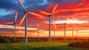 Illustration de l'optimisation des turbines éoliennes grâce à une avancée mathématique. Image réalisée par IA.