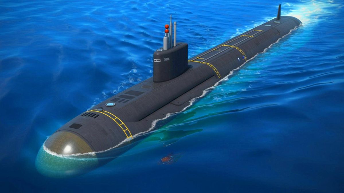 Illustration de sous-marin nucléaire chinois de type 094A en mer (création par IA, non réaliste). Crédit : Ideogram