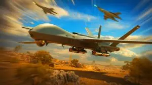 Illustration de StormShroud, le drone de la RAF conçu pour neutraliser les systèmes radar ennemis (création par IA, non réaliste). Crédit : Ideogram