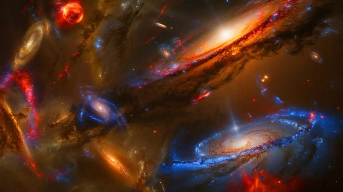 Illustration de l'énergie noire et de ses implications cosmologiques. Image réalisée par IA.