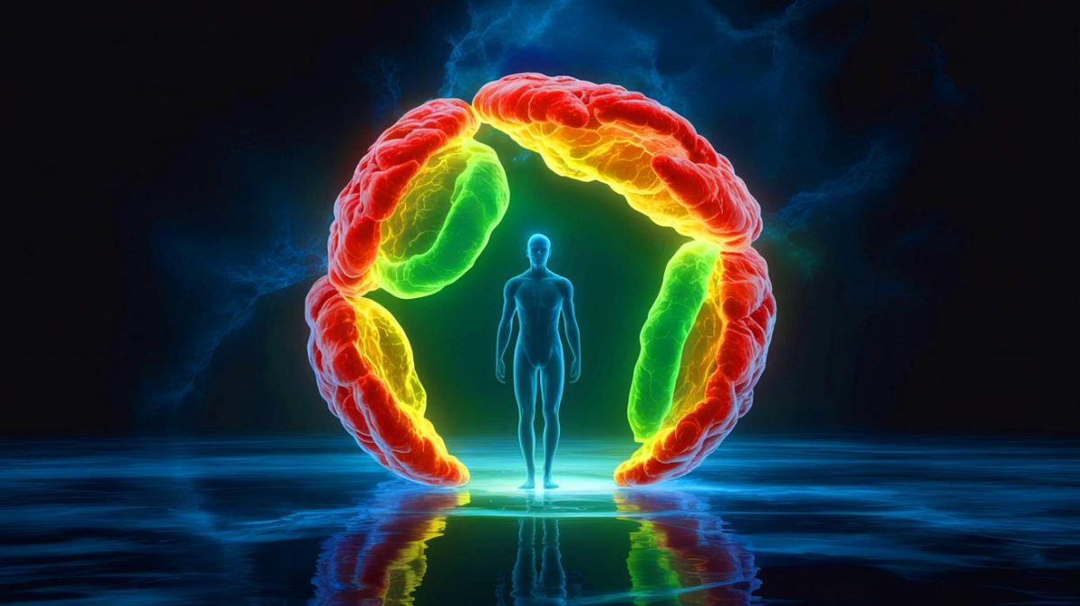 Illustration de la lueur invisible émise par les êtres vivants jusqu'à la mort. Image réalisée par IA.