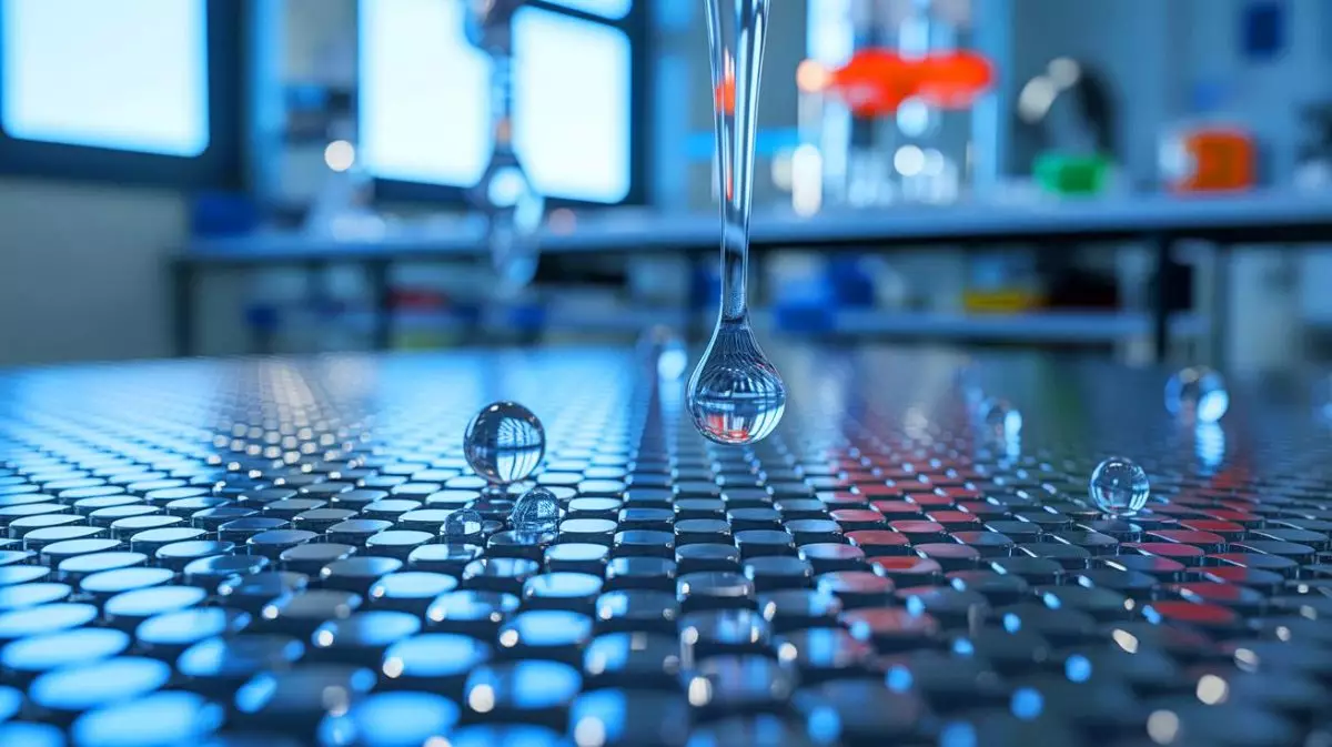 Illustration de la collecte d'eau atmosphérique par un matériau nanostructuré innovant. Image réalisée par IA.