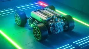 Illustration de la puissance et de l'innovation du moteur Hy6 d'Alpine, un V6 à hydrogène (création par IA, non réaliste). Crédit : Ideogram