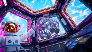 Illustration de l'impression 3D métallique en orbite à bord de la Station spatiale internationale. Image réalisée par IA.