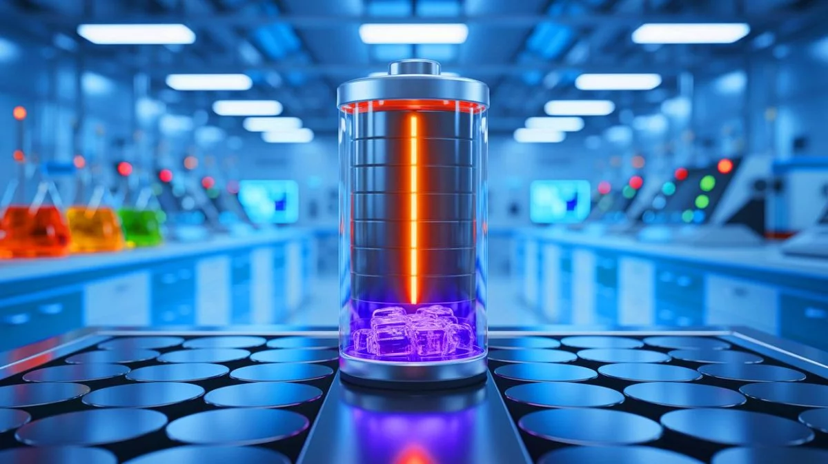 Illustration de l'amélioration des batteries sodium-ion grâce à un additif de lithium. Image réalisée par IA.