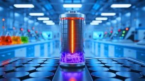 Illustration de l'amélioration des batteries sodium-ion grâce à un additif de lithium. Image réalisée par IA.