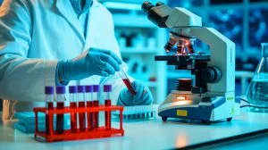 Illustration de la détection précoce des cancers grâce à un test sanguin innovant. Image réalisée par IA.