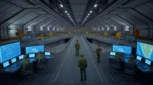 Illustration du gigantesque complexe militaire souterrain chinois près de Pékin. Image réalisée par IA.