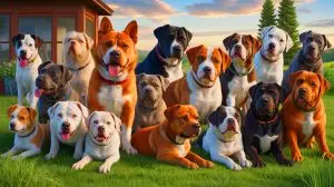 Illustration de différentes races de chiens souvent impliquées dans les morsures, mettant en avant leur besoin d'éducation et de stimulation. Image réalisée par IA.
