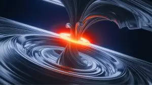 Illustration de la création de lumière à partir du vide par manipulation du temps et de l'espace. Image réalisée par IA.
