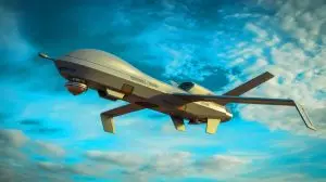 Illustration de la technologie de propulsion hybride-électrique du drone GHOST de General Atomics. Image réalisée par IA.