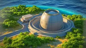 Illustration de Linglong-1, le réacteur nucléaire modulaire chinois en développement à Hainan. Image réalisée par IA.