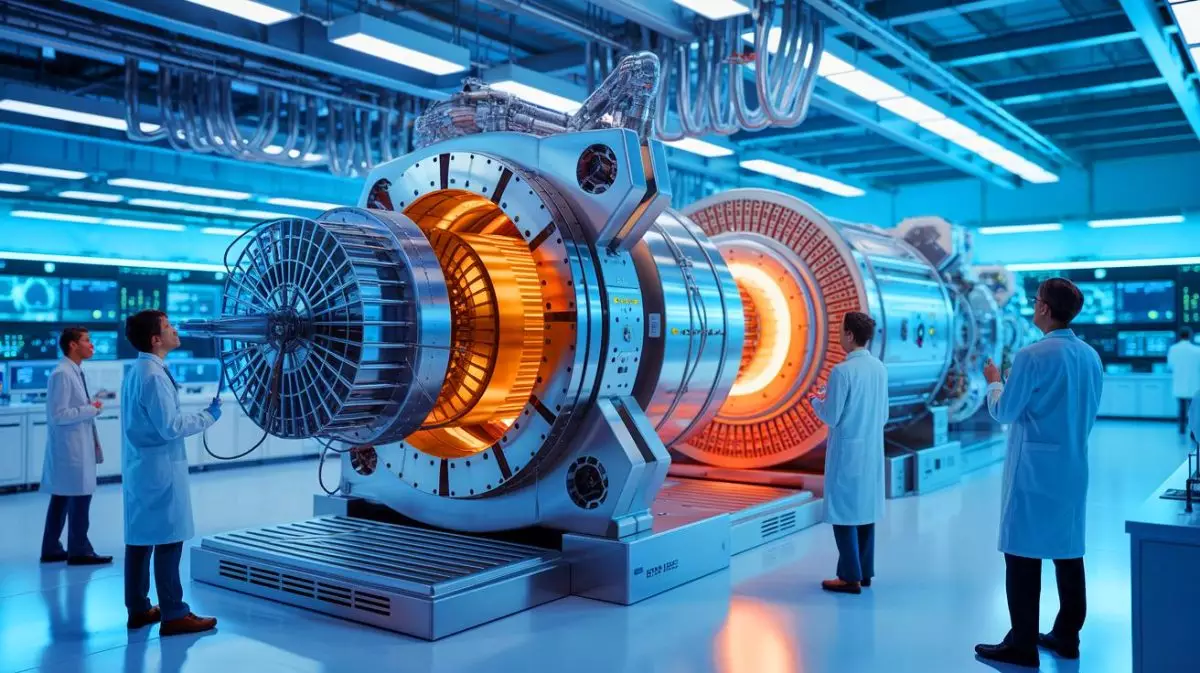 Illustration de la technologie d'accélérateur de particules pour la transmutation des déchets nucléaires. Image réalisée par IA.